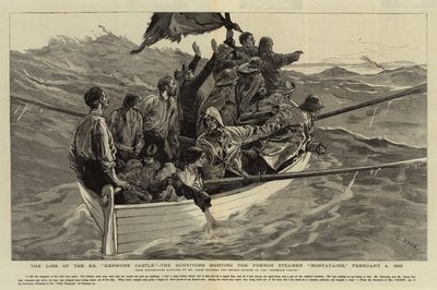 La perdita della S S Kenmure Castle, i sopravvissuti avvistano il piroscafo francese Montataire, 4 febbraio 1883 da Joseph Nash